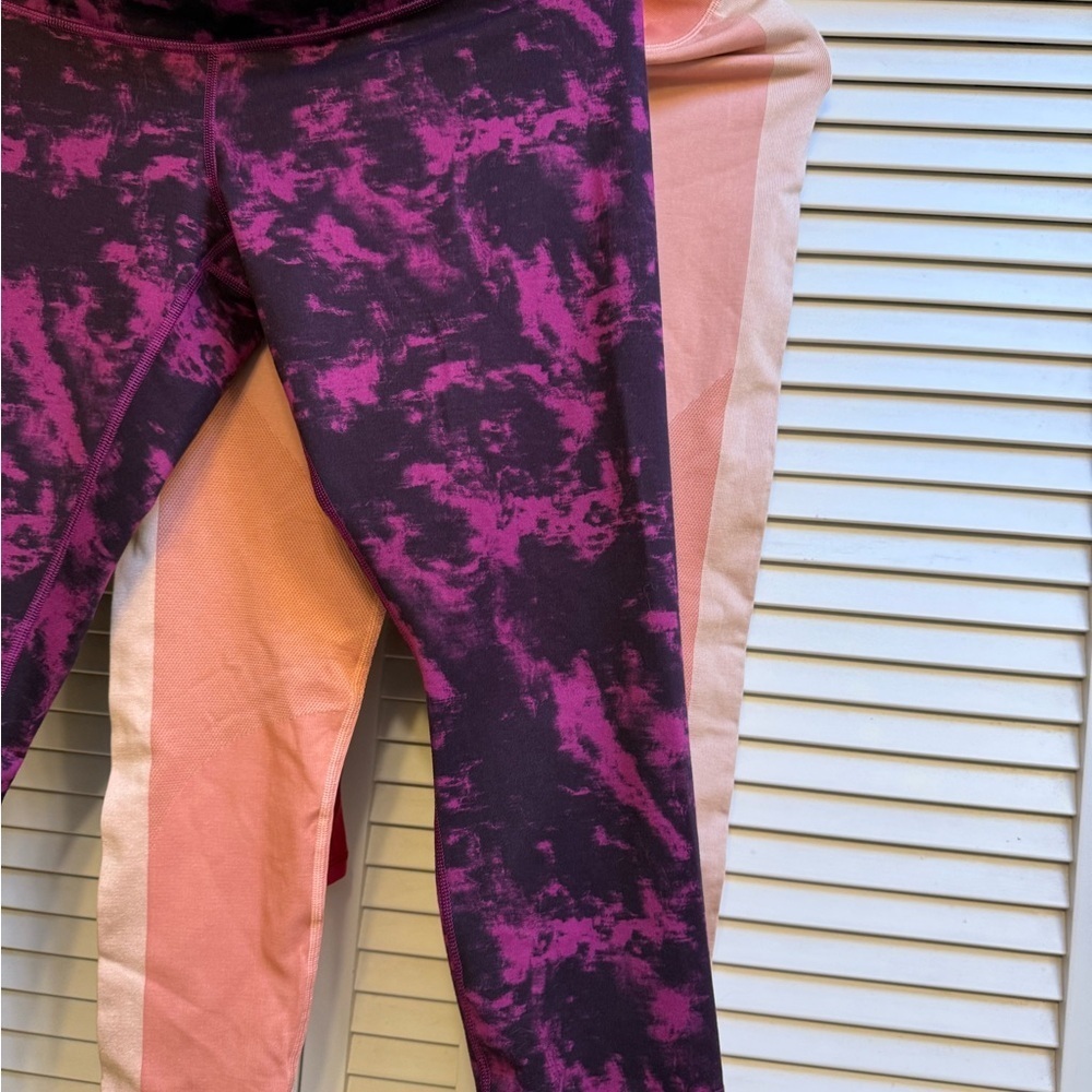 3 Lululemon Workout Leggings Crop Full length Multi Colored snake print sz M - Picture 5 of 16